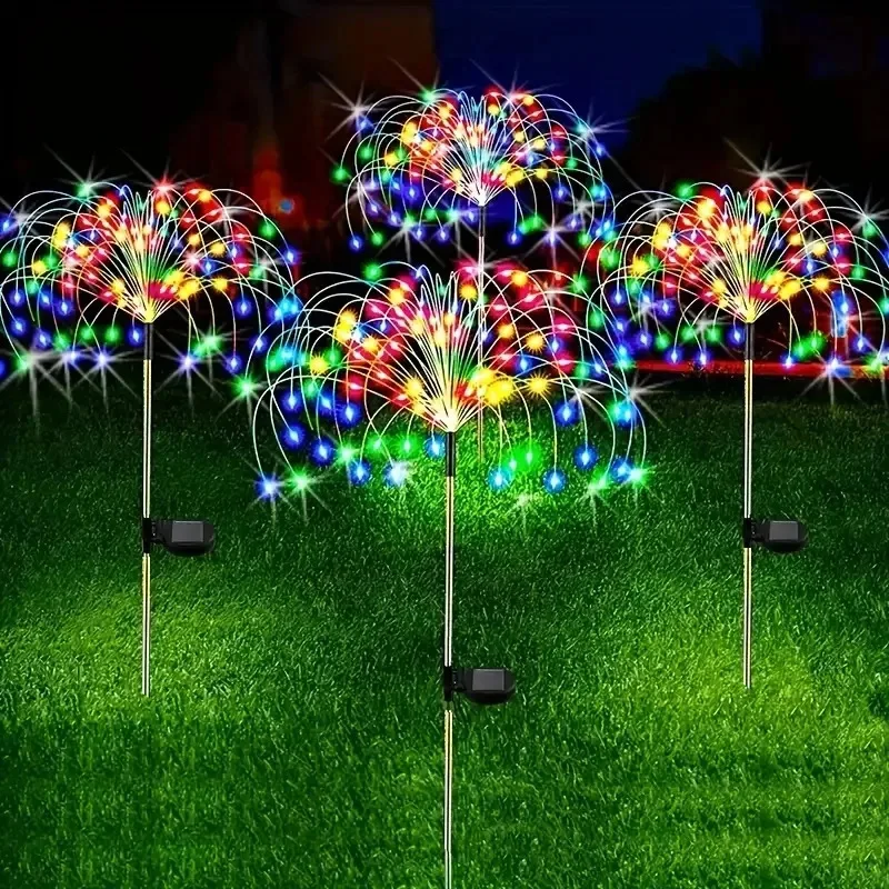 200 LED 태양열 불꽃놀이 램프, 나무 방수 야외 전구, 잔디 파티오 정원용 LED 불꽃놀이 조명, DIY 장식
