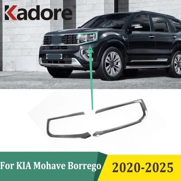 

For KIA Mohave Borrego 2020-2024 2025 Black Headlight Cover Front Head Light Lamp Stick Car Styling Trim Exterior Accessories