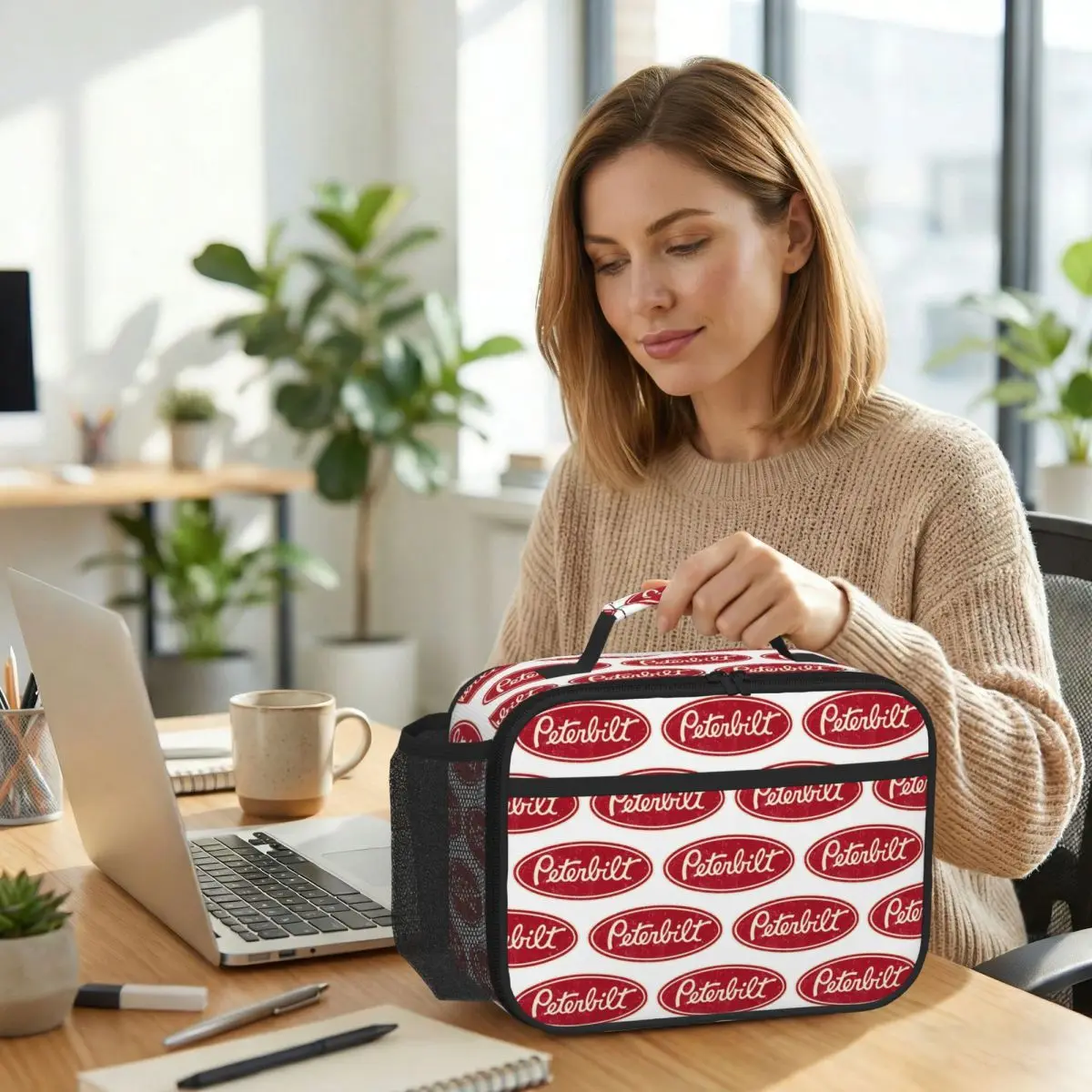 Peterbilt Truck Racing Logo Insulated Lunch Bag for Kids School Cooler Thermal Food Box Tote Portable Lunch Boxes Container