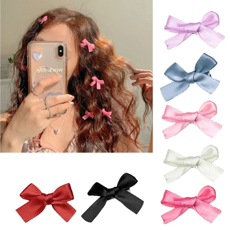 20Pcs Ribbon Bow Hair Slides Y2k Style Bangs Hairclip Vintage Bowknot Hair Accessory Versatile Hairpin Jewelry for Women