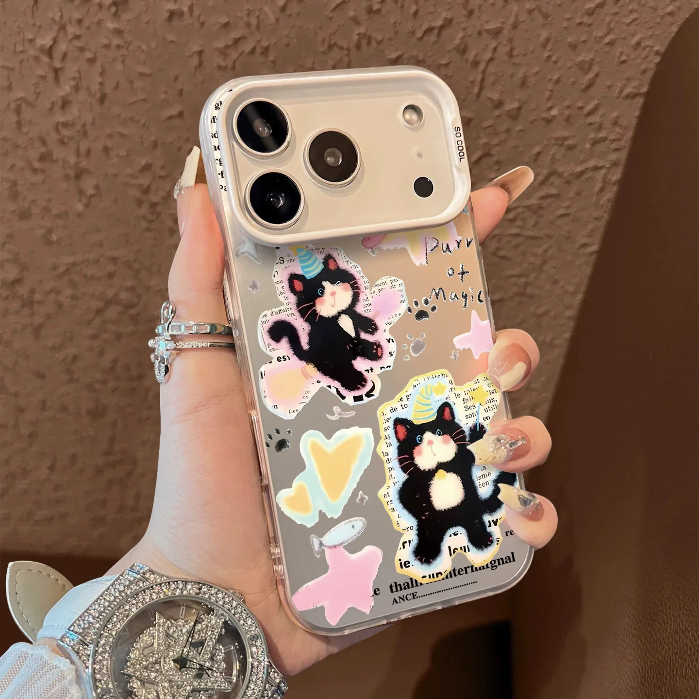 

Cartoon Graffiti Cat Pattern Phone Case For iPhone 17 16 15 14 13 12 11 Pro Max XS XR X SE 16E 16 Plus 17ProMax 17 Matte Cover