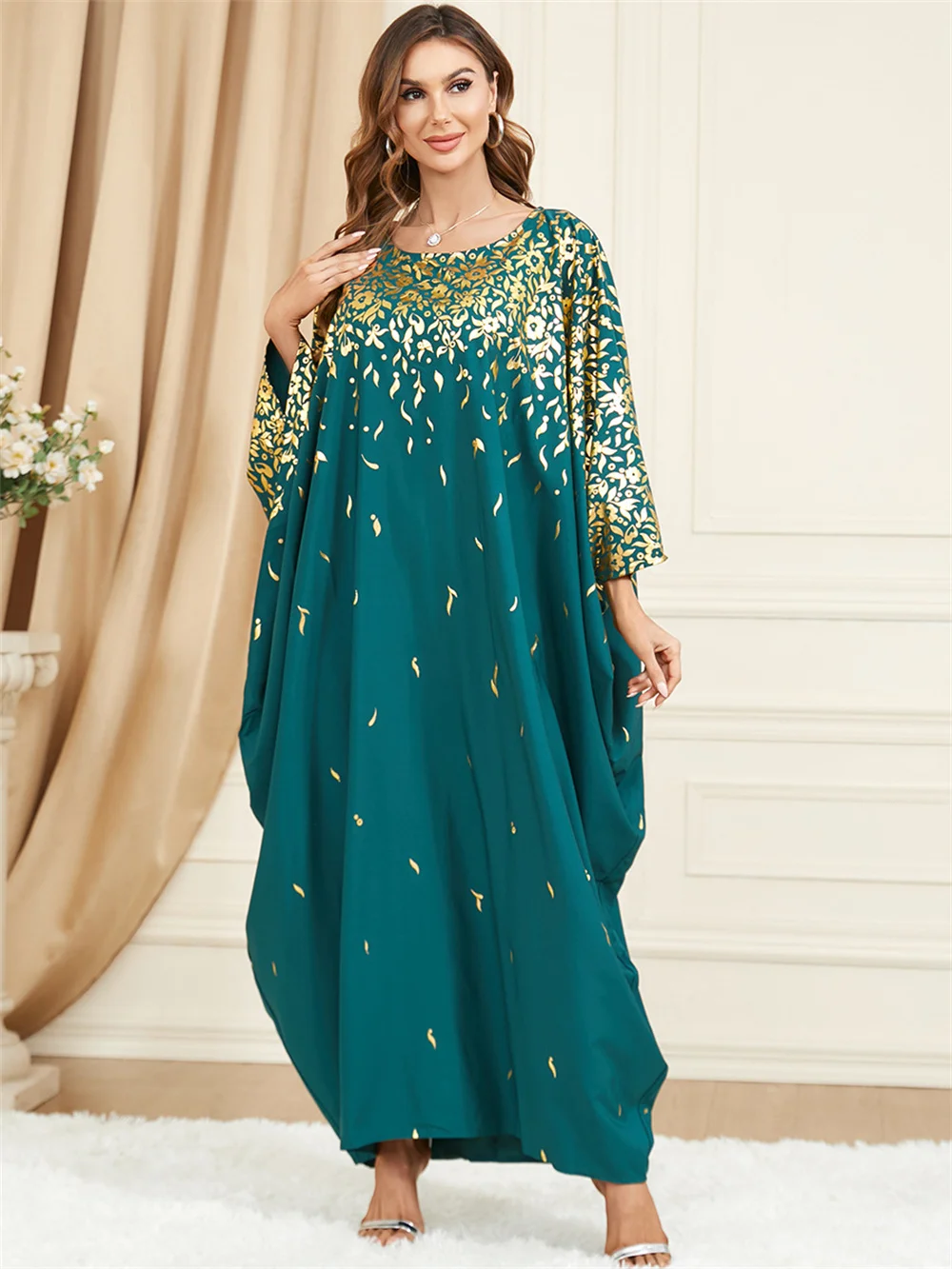 2024 New Modes Maxi Batwing jalabiya Dubai Luxury Muslim Eid Dress Abayas For Women Arabe Robe Caftan Marocain Femme Musulmane