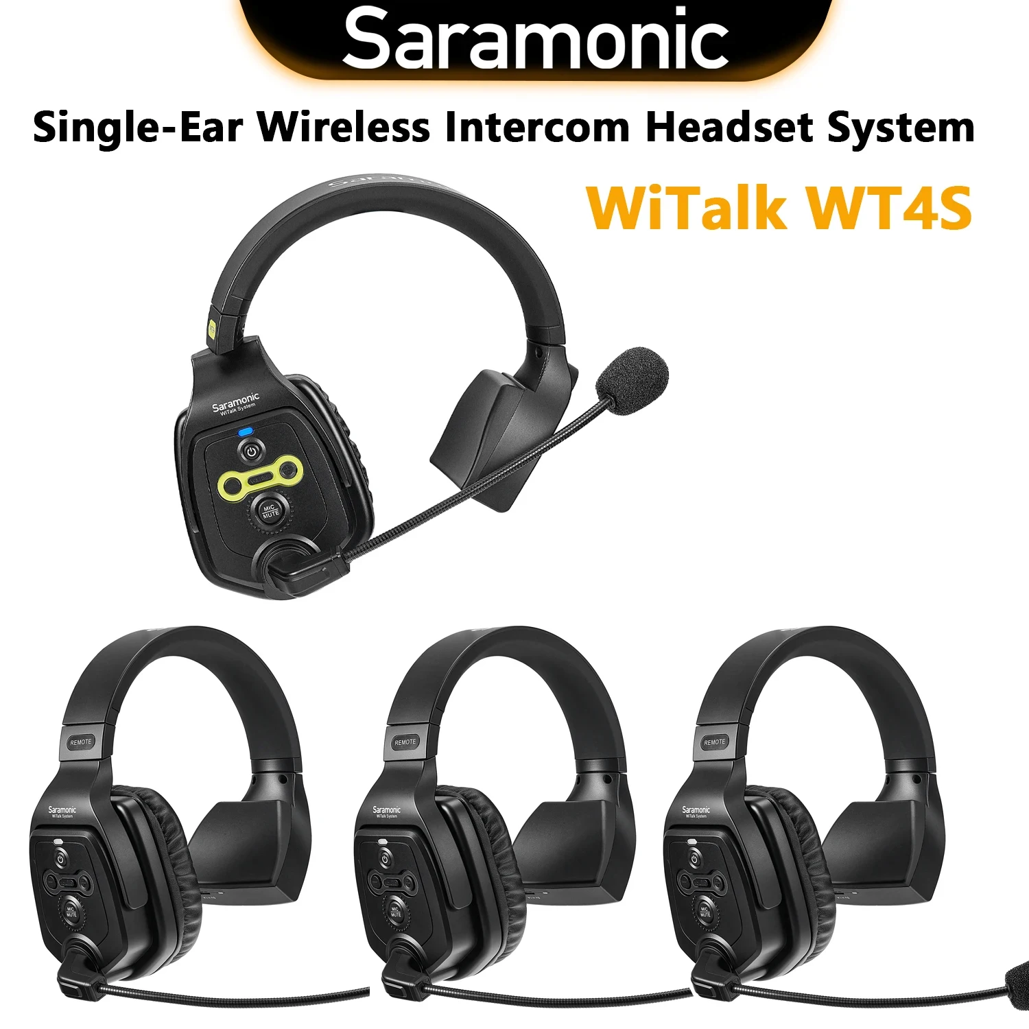 Saramonic WiTalk WT4S Full Duplex Communication Wireless Headset System Marine Boat Duplex Intercom Headsets Coaches Microphone