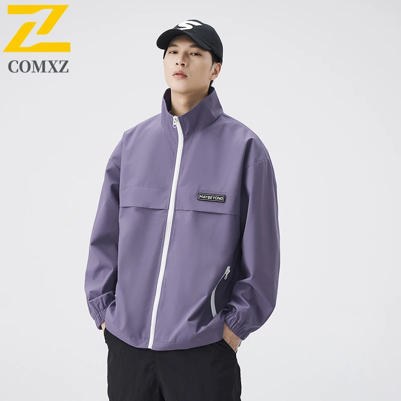 

Men's Lightweight Windproof Jacket 2025 Outdoor Casual Waterproof Stand Collar Coat Hiking Camping Fishing Loose Fit Windbreaker