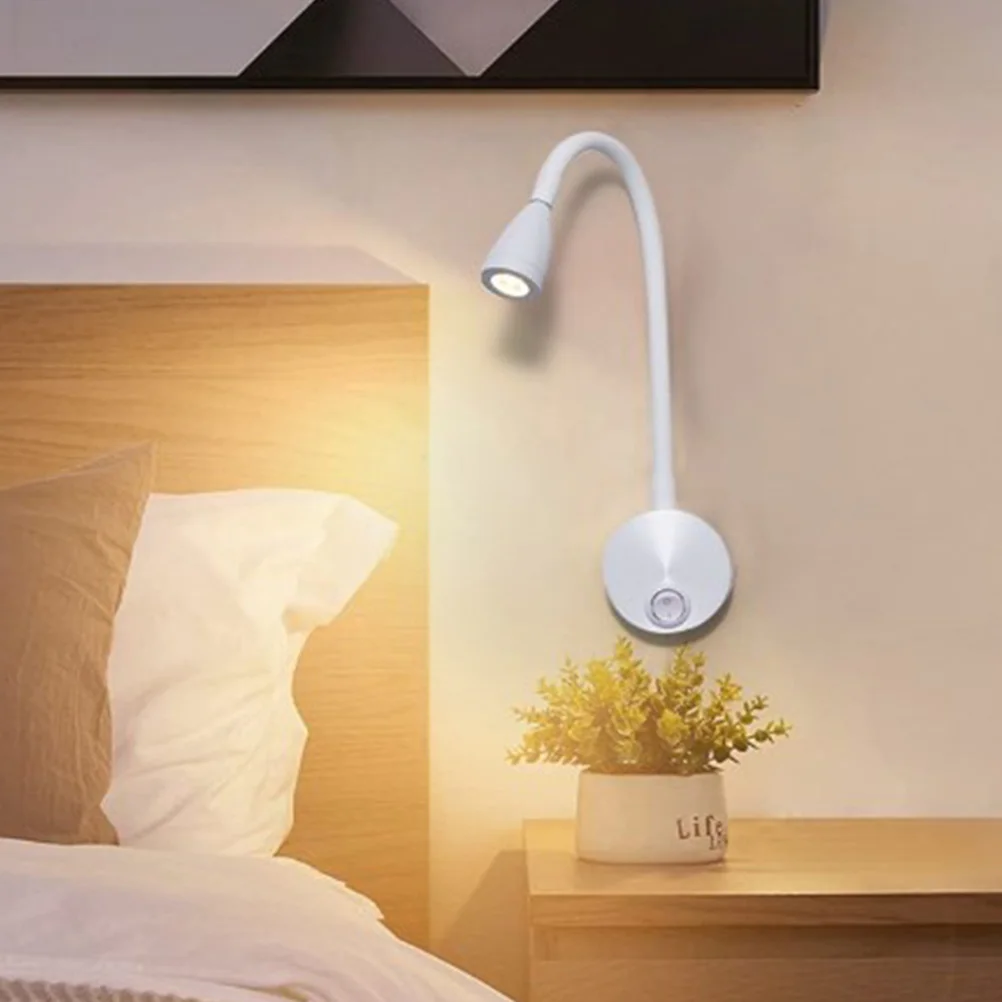 

Modern Simple Wall Lamp 3W Warm Light Soft Hose LED Spotlight Bedroom Study Hotel Bedside Reading Lights for Headboard