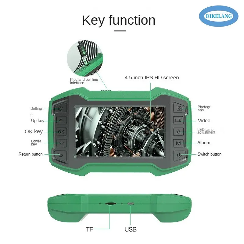 New Arrival Dual Lens Industrial Endoscope with 4.5'' IPS Screen and 200W Pixels