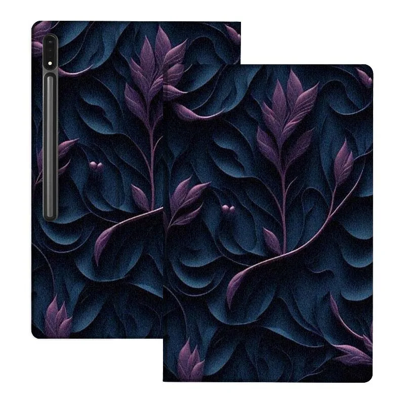 

Dark Purple Leaf Pattern Gift For Samsung Galaxy Tab S10 S9 S8 S7 FE Lite Soft Flexible Support Tablet Case
