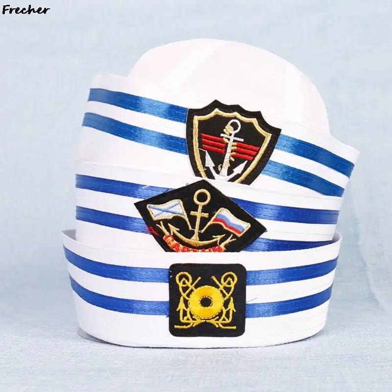 Women Boating Uniform Cap White Marine Captain Cap Party Cosplay Sailors Military Hats Festival Costume Yacht Sail Hat