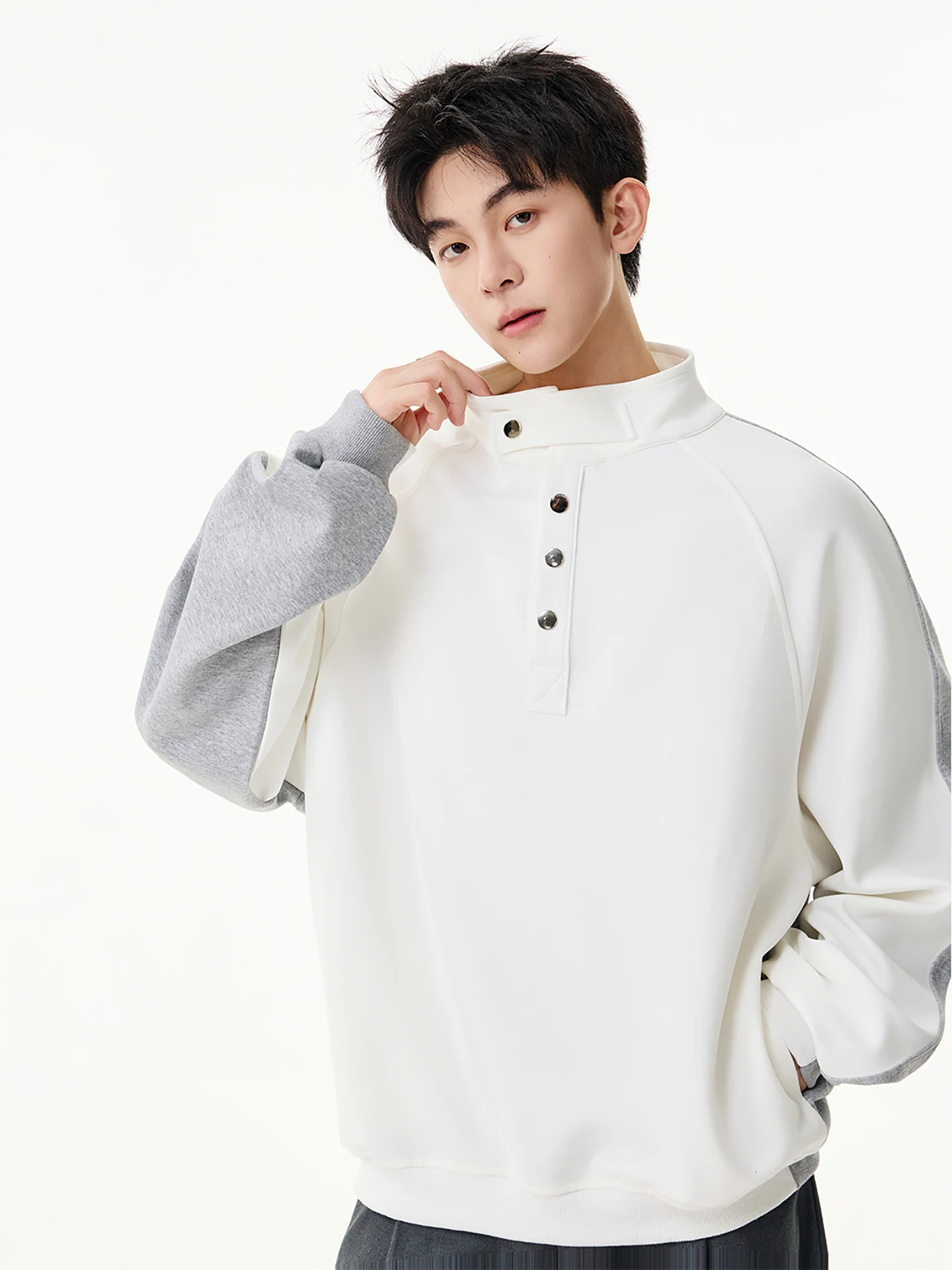 

Boyue Color Blo Hoodie ex Loose Fit Long Sve Casual Top Faionable Reverse Wear Button up Sweatirt for Men And Women