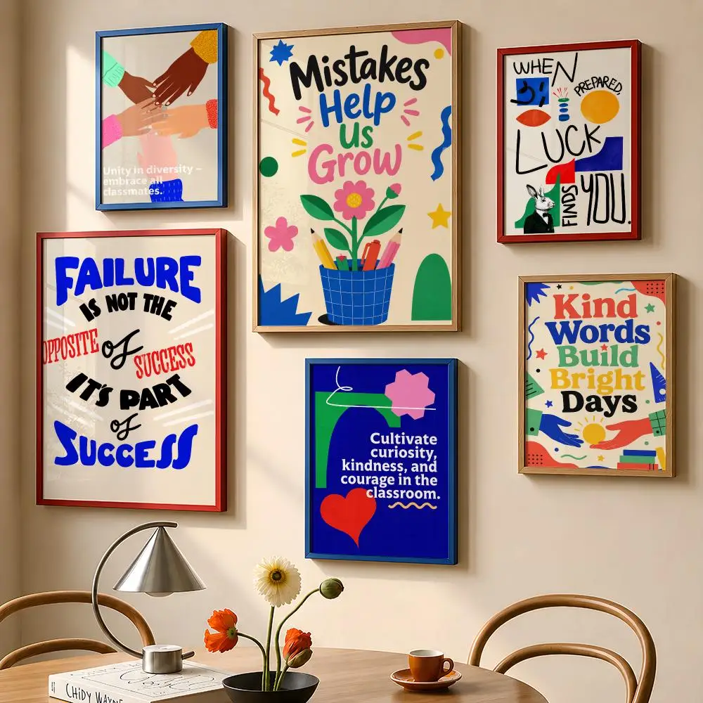Positive Growth Mindset Motivational Classroom Quote Graphic Poster PP Wall Art Print Removable Home Decor Cafe Apartment Gift