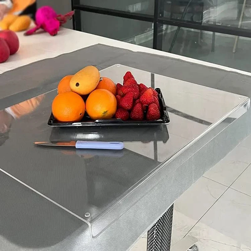 Acrylic Anti-Slip Transparent Cutting Board with Lip for Kitchen Counter Countertop Protector Home Restaurant Kitchen, A-AT35