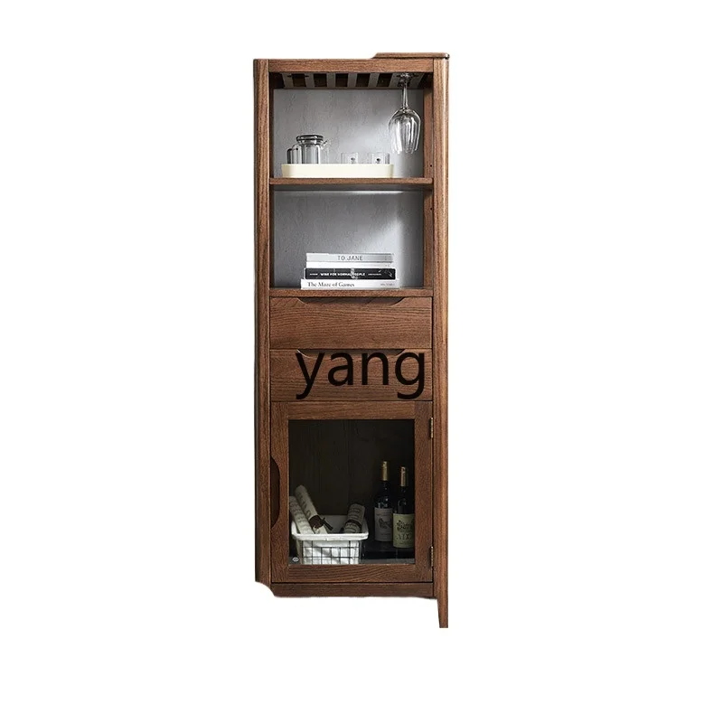 Lmm pure solid wood high hall display cabinet simple glass wine cabinet partition living room solid wood wine rack