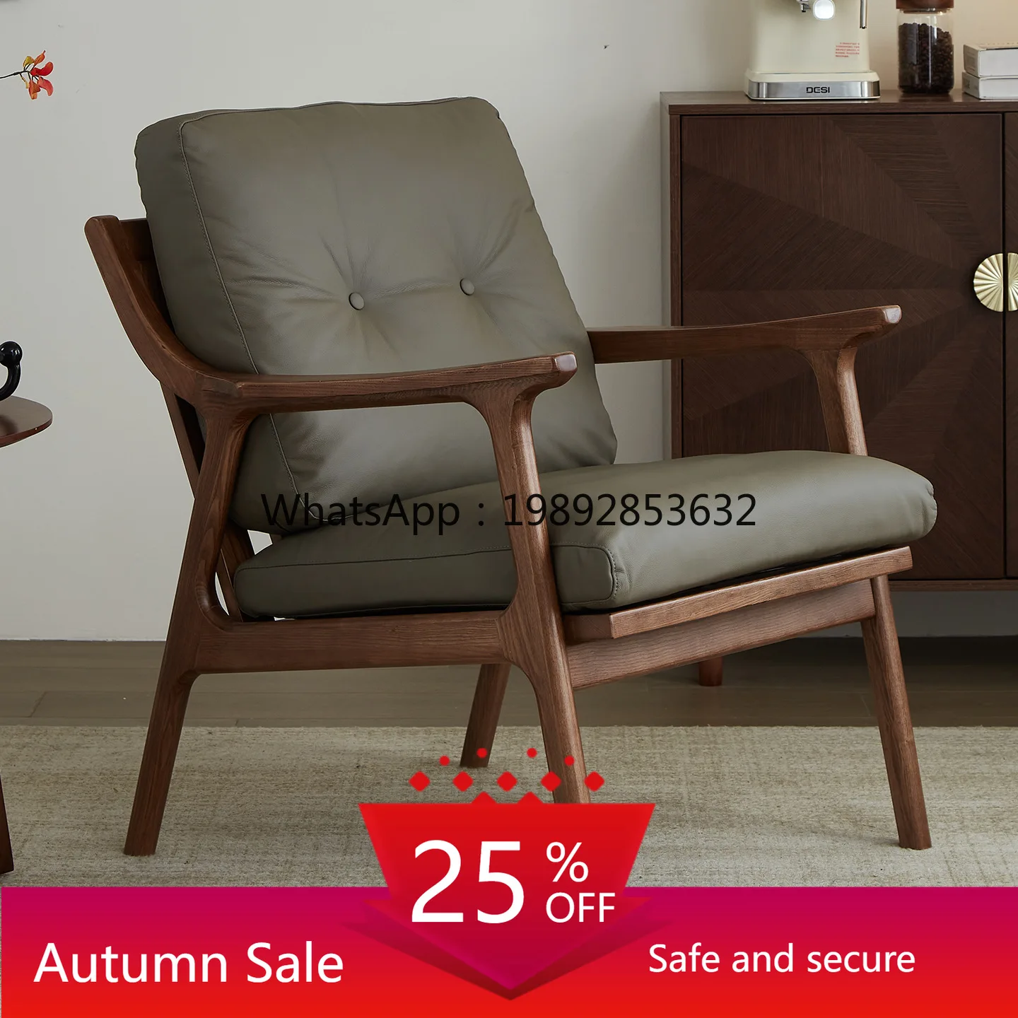 

YFY scandinavian Solid Wood Single-Seat Sofa Chair Modern Minimalist Living Room Balcony Lounge Chair