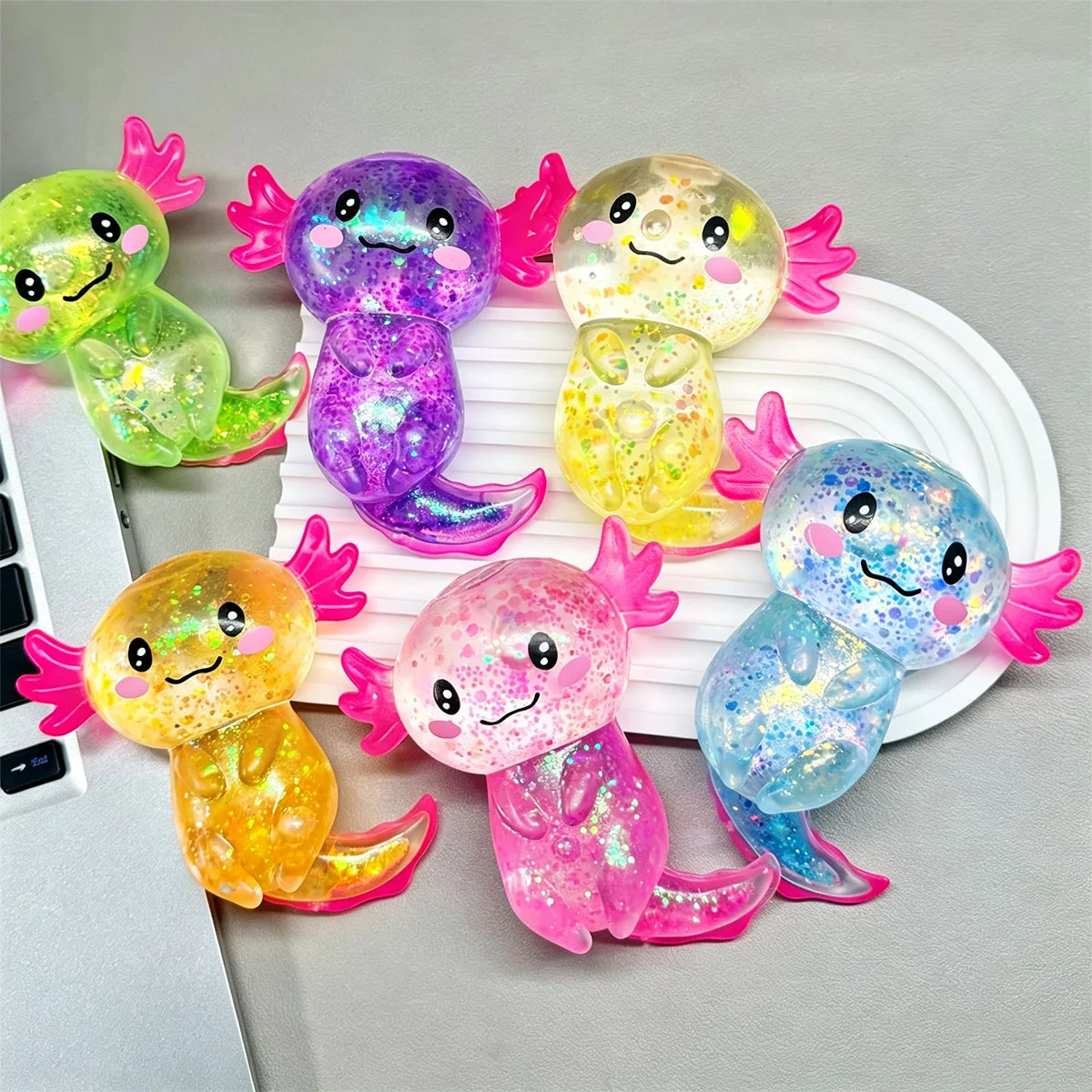 Colorful Salamander Maltose Fidgets gift Squishy Malt Sugar Stretchy Axolotl Fun Squeeze Birthday Supplies Anti-Anxiety Gift