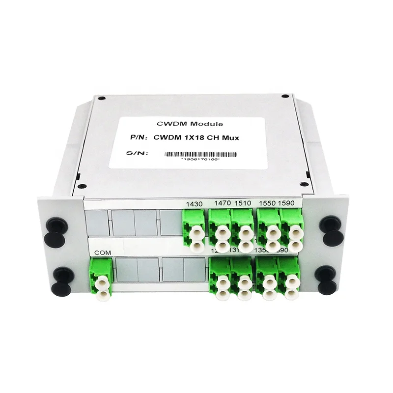 Proveedor de servicio de Internet Módulo de casete Caja de plástico Fibra MUX de 18 canales CWDM con conector personalizado LC APC