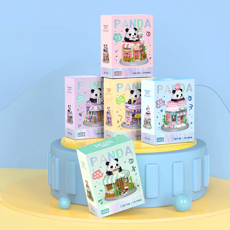 

DIY забавный дом панды, деревянный блок, подарок для девочки, детская игрушка-головоломка, вид на улицу в сборе, алмазный блок, украшение для рабочего стола, орнамент
