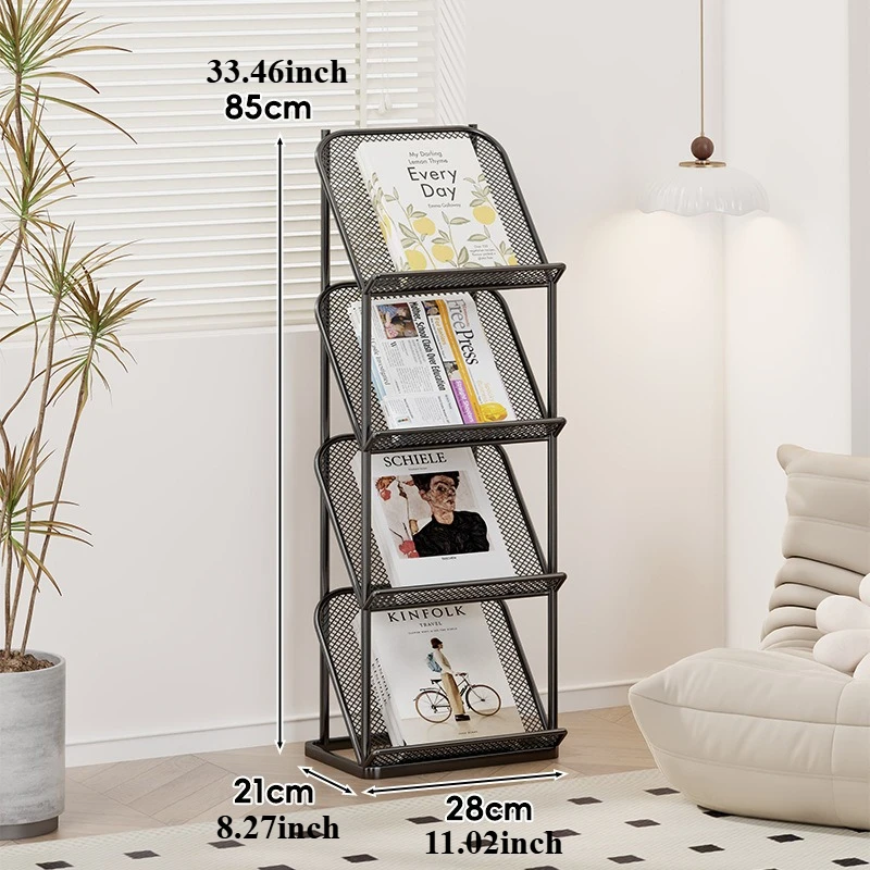 Rack de armazenamento de revistas, rack de exibição de materiais, folheto, piso de jornal, rack de exibição de página única, suporte de revista