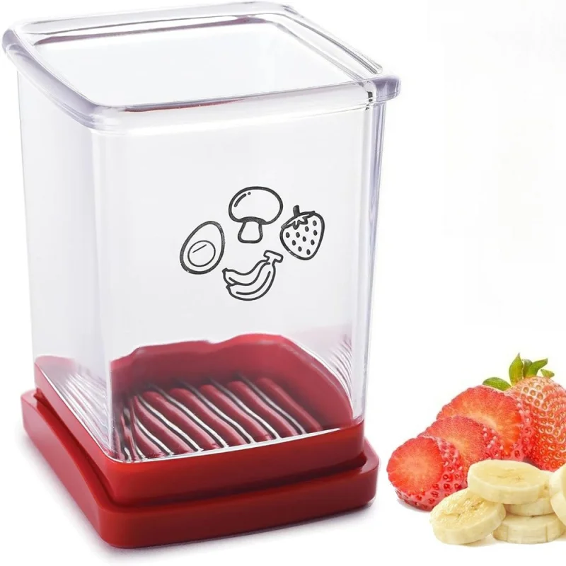 

Fruit Slicer Cup Strawberry Slicer Stainless Steel Vegetable Fruit Slicer Portable Household Salad Slicing Tool Kitchen Gadget