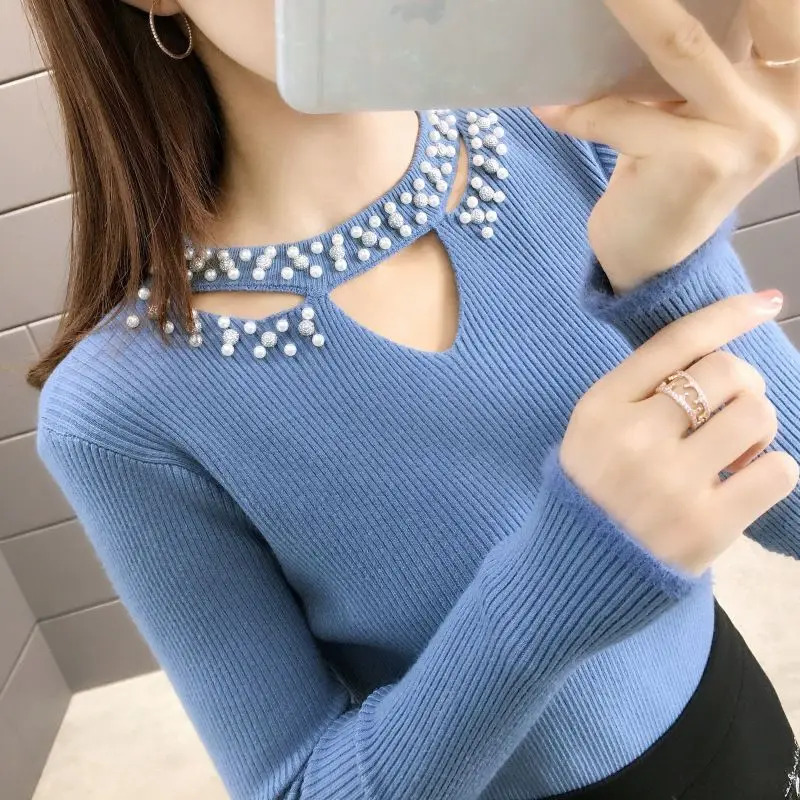 

Slim Simplicity Knitting Elegant Pullovers Top Autumn Winter Women Clothing Long Sleeve Solid Vintage Sweaters Fashion Casual