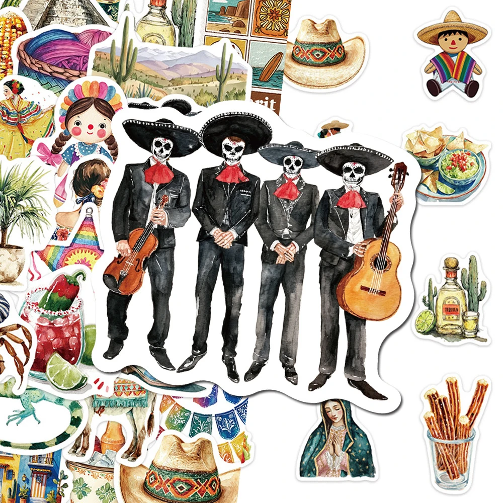 

10/30/50pcs Cartoon Mexican Aesthetic Stickers Traditional Culture Art Graffiti Decals Luggage Guitar Phone Waterproof Sticker