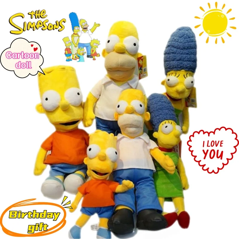 

The Simpsons Marge Bart Homer High Color Creative Plush Doll Anime Cartoon Cute Living Room Sofa Doll Ornaments Birthday Gift