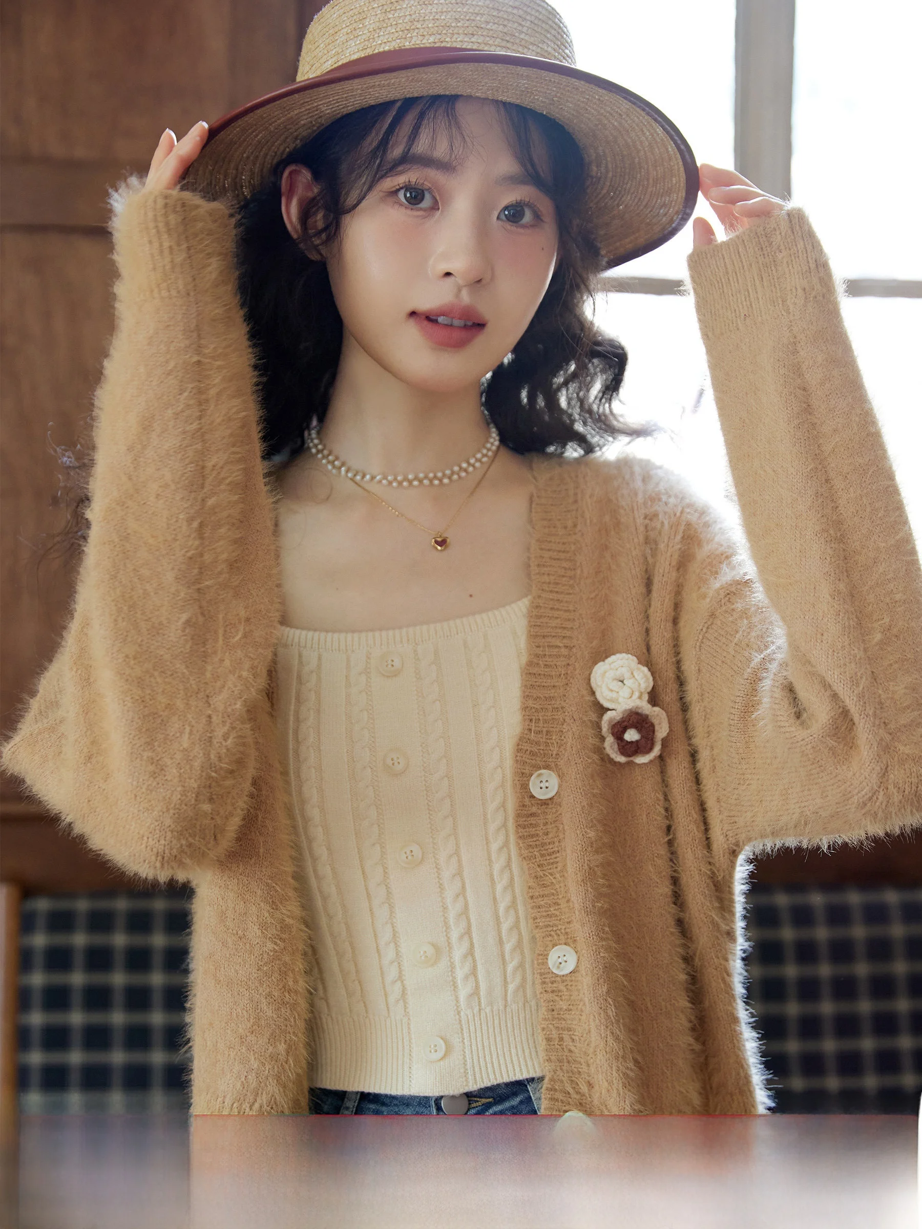 

Lingjiu 2025 New Knitted Open Cardigan Sweater Women's Autumn Winter Outerwear Sweet Sle Loose Fit Long Sve V-Ne