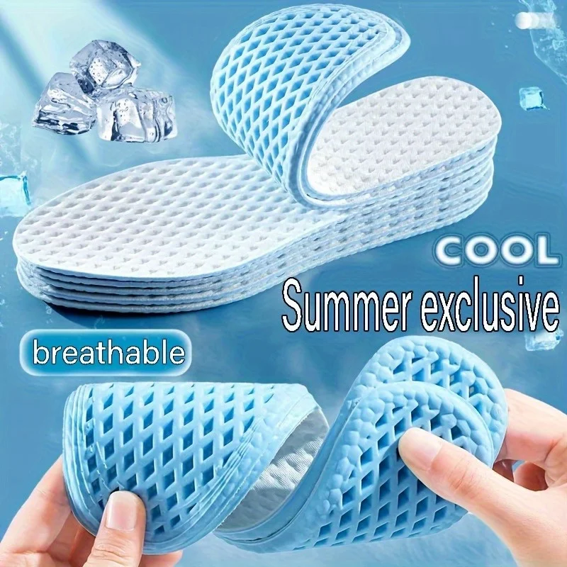 Breathable Arch Support Insoles Moisture Wicking Sweat Absorbing Deodorizing Soft Comfortable Inserts for All Shoes Blue