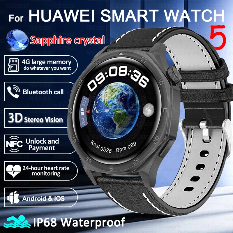 For Huawei Xiaomi Smart Watch Men 4GB Album Video AMOLED HD Screen Heart Rate Bluetooth Call IP68 Waterproof SmartWatch 2025 New