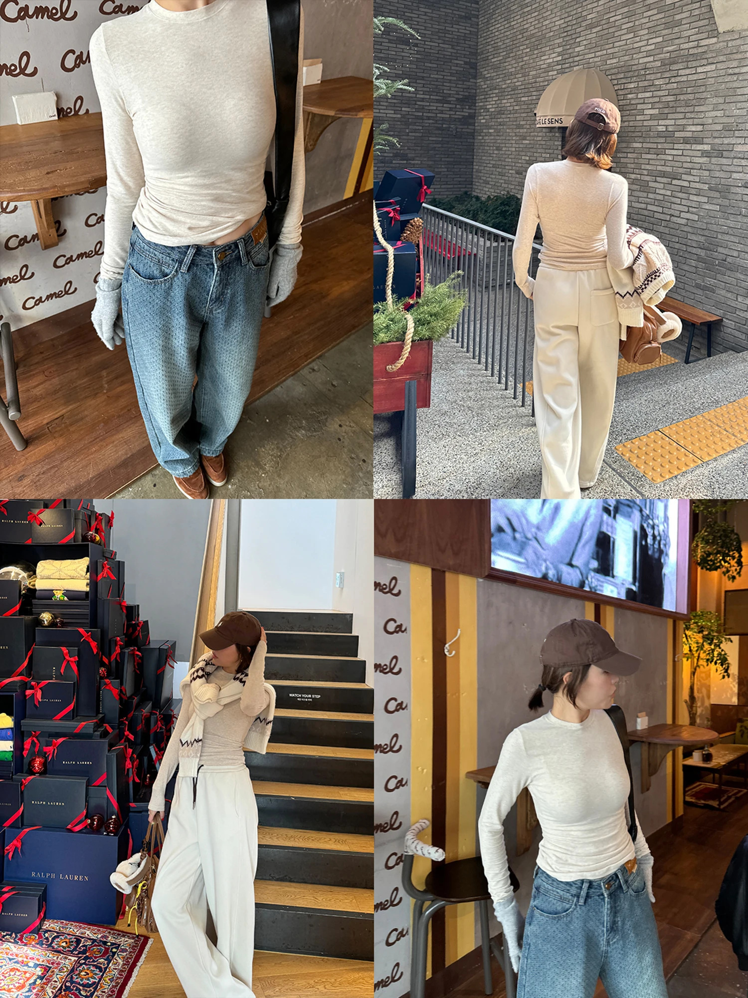 

Slim Fit Long Sve round Ne T-irt Women's Base Layer Casual Commute Sle Korean Faion Spring New Arrival Base Layer