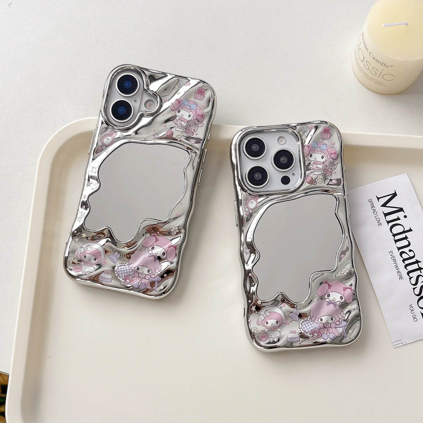 

Lightweight Anti-Drop Electroplated Mobile Case For Crayon Shin-Chan Sanrio For Hello Kitty Melody For iPhone16 13 14 15 Pro Max