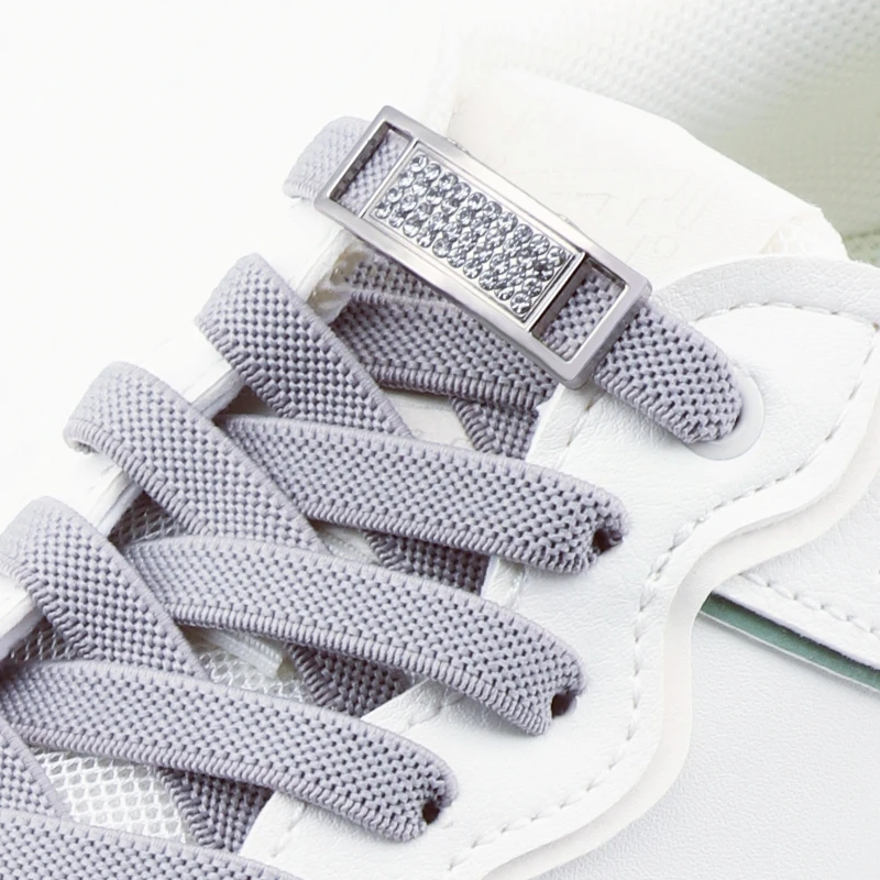 1 Paar Diamond Lock Schnürsenkel ohne Krawatten, elastische Schnürsenkel, Sneakers, ohne Krawatte, Schnürsenkel für Kinder und Erwachsene, 0,8 cm, flache Schnürsenkel für Schuhe