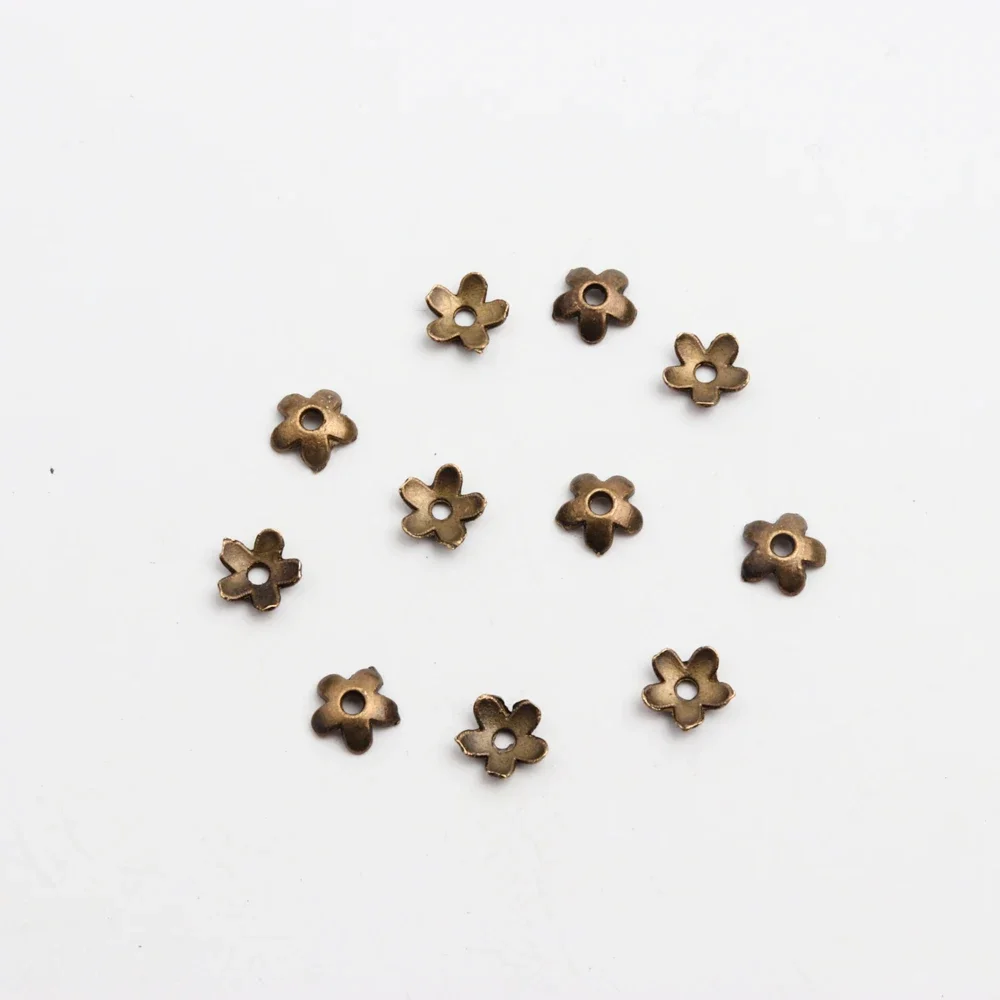 50 Stück Antik-Silber-Bronze Blütenblattförmige Metall-Abstandshalter Legierungsperlenkappen für Schmuckherstellung Kristall Großhandel Schmuckzubehör – Detail 2