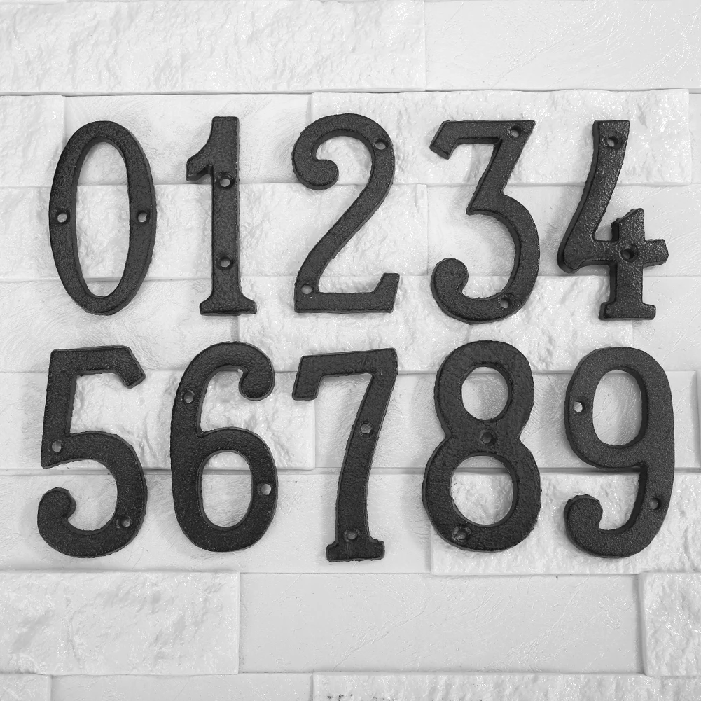 Metal Digital House Sign Cast Iron Numbers Doorplate Iron Brand Durable DIY Cafe Shop Wall Decor Family Garden Store Gift