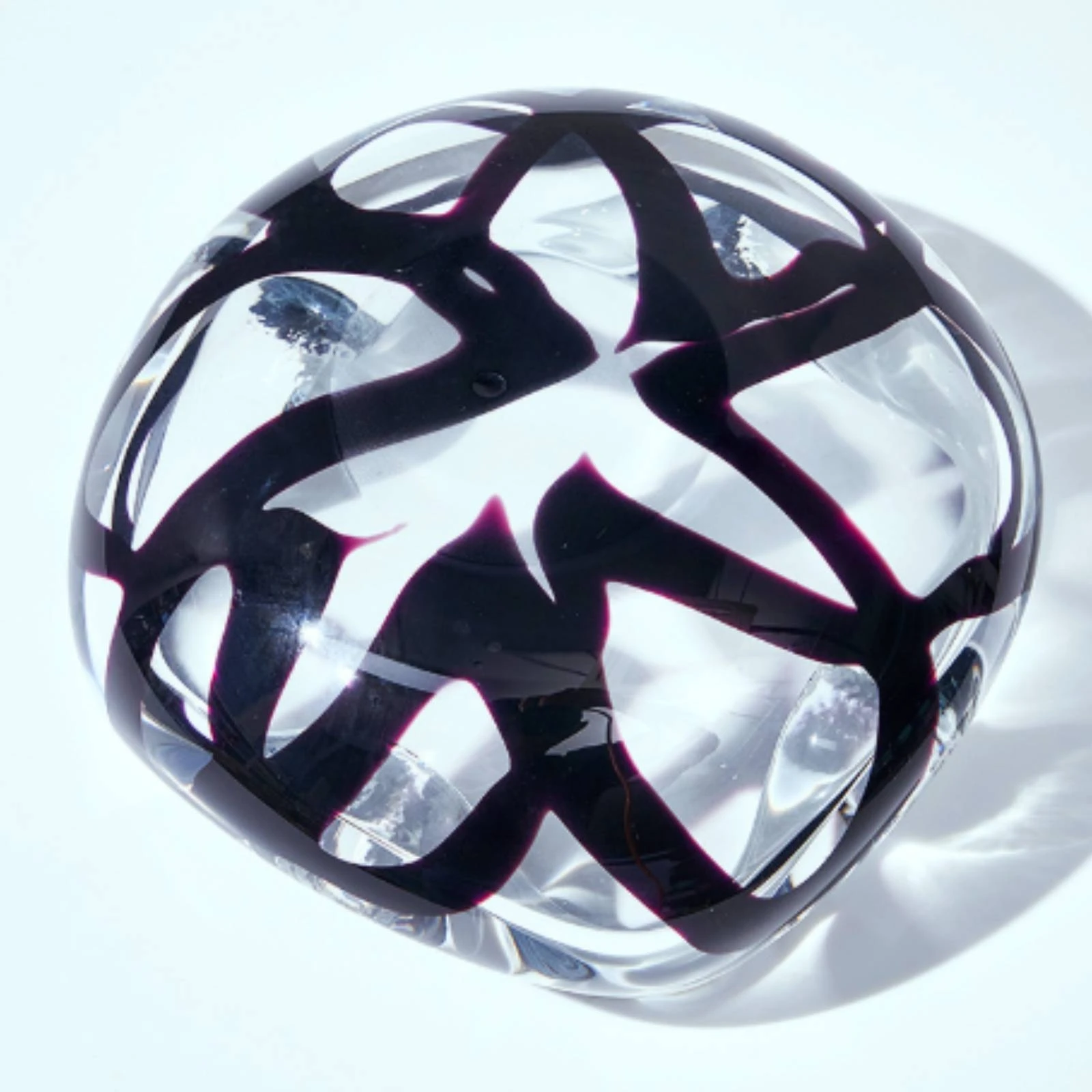 Glass Bowl with Swirl Pattern Modern Decorative Glass Bowl Sculptural Centerpiece Abstract Contemporary for Tabletop