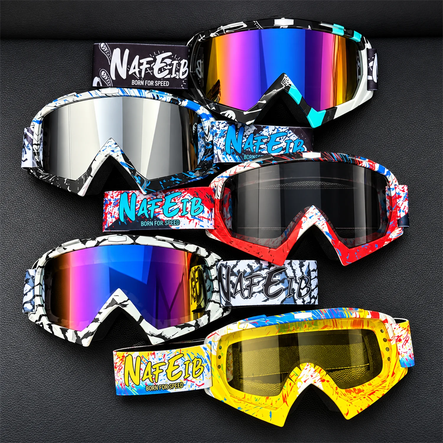 NAFEIB Outdoor Motorcycle Goggles Cycling MX Off-Road Ski Sport ATV Dirt Bike Racing Glasses Motocross Eyewear Protection Moto