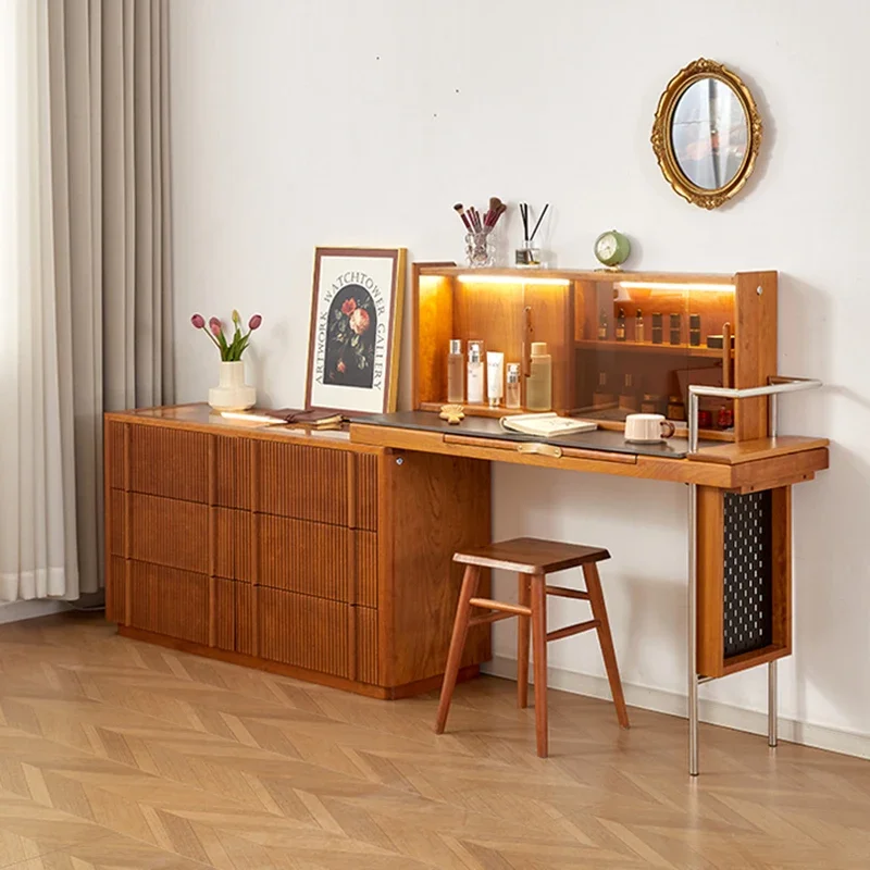 

Складная розетка, стеклянные туалетные столики, деревянные женские коричневые ящики для хранения, комод для макияжа, роскошная скандинавская мебель для спальни