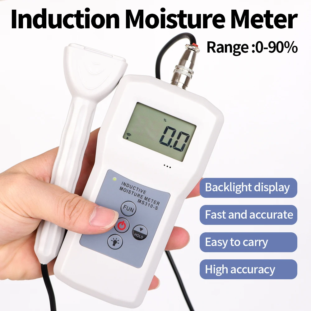 

High precision Pin Type Moisture Analyzer Inductive Wood Moisture Meter Wood Timber Paper Bamboo Carton Concrete Metope