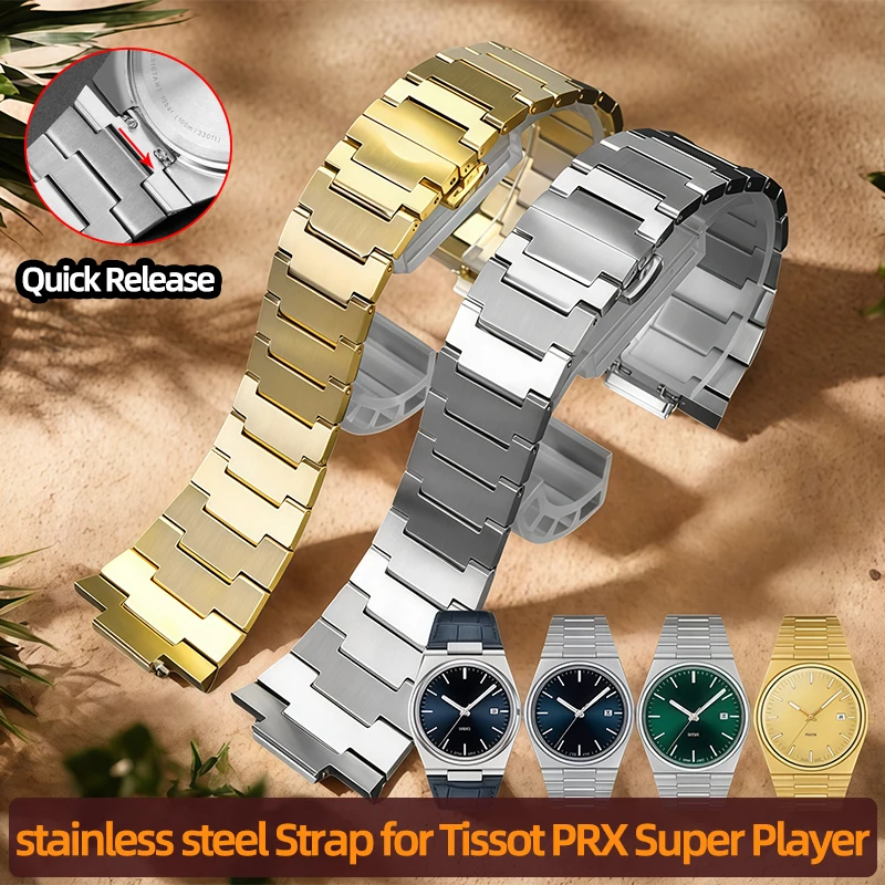 

Quick Release stainless steel Strap for Tissot PRX T137.407/T137.410 Super Player woman Men Convex WatchBand Bracelet 11mm 12mm