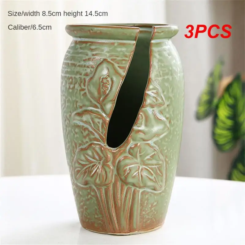 

3PCS Breathable Holes Breathable Pottery Basin Personalized Ceramic Flowerpot Artistic Flower Pot Desktop Decoration Breathable