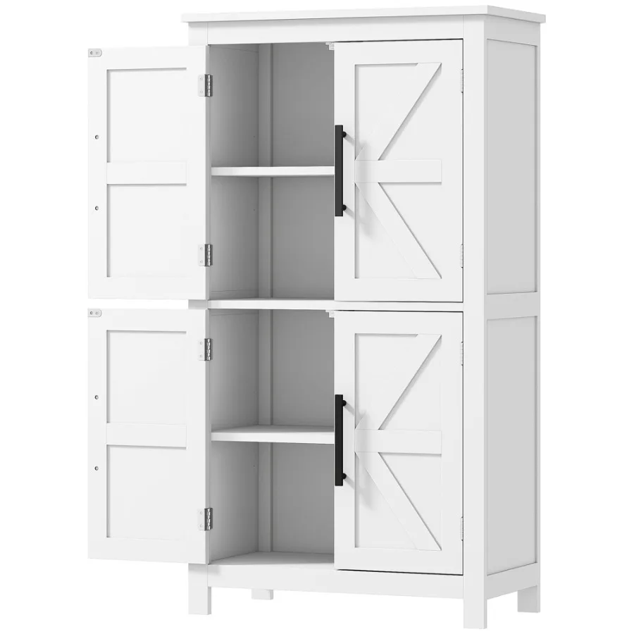 

HOMCOM 4 tier Shelf Bathroom Freestanding Cabinet Farmhouse Bathroom Cabinet 23.6 x 11.8 x 43.3 White