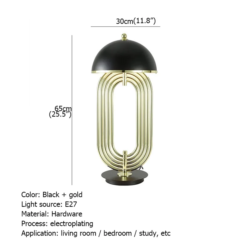 BERTH Modern LED Lamp Table Design E27 Black and Gold Creative Desk Light Home Decorative For Foyer Living Room Office Bedroom