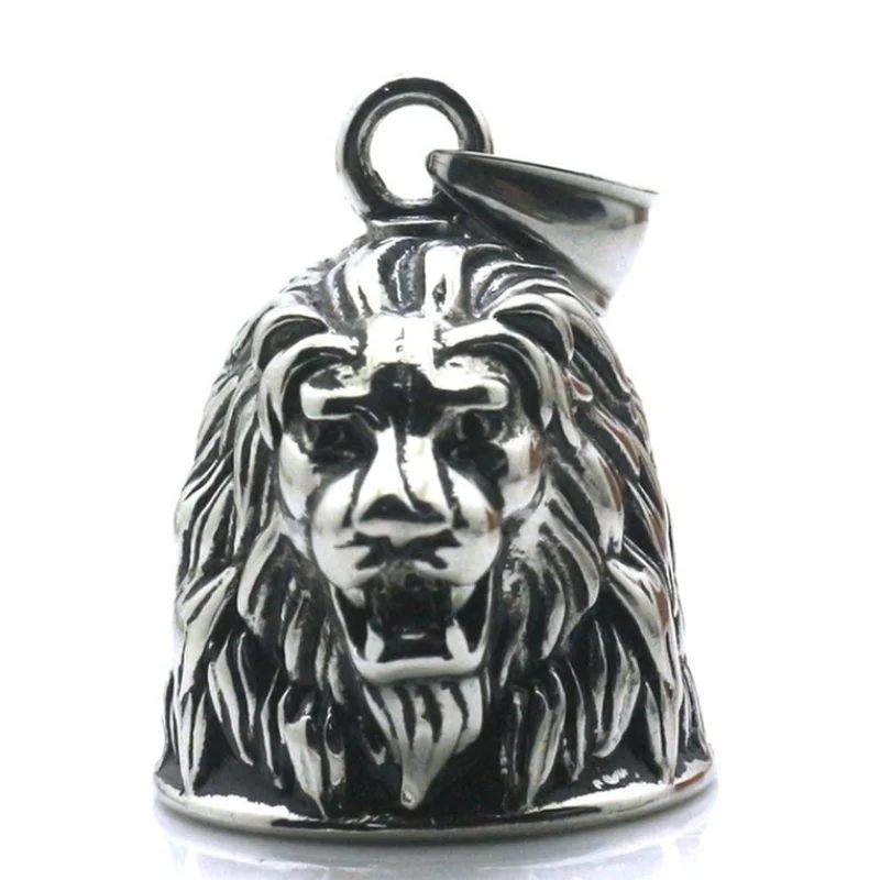 

Vintage Punk Lion Head Bell Pendant Necklace Fashion Men Biker Rock Necklace Jewelry Accessories（pendant+chain）