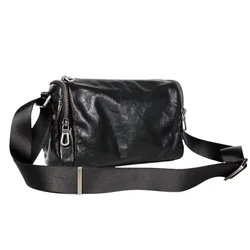Genuine Leather Crossbody Bag for Men Fashion Side Bag Casual Large Capacity Messenger Shoulder Bags Zipper Sling Bag Cowhide