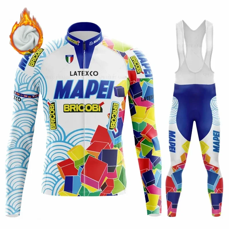 

MAPEIful Men Winter Cycling Clothing Long Sleeve Thermal Fleece Bicycle Jersey Set MTB Warm Bike Jersey Set Ropa Ciclismo Hombre