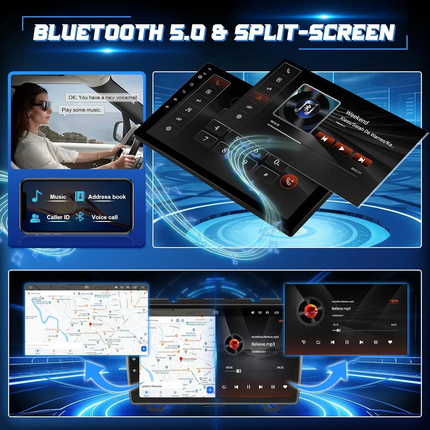 ستيريو سيارة أندرويد لسيارة دودج جراند كارافان 2011-2020، كرايسلر تاون آند كونتري 2011-2016، شاشة لمس 9 بوصة GPS، CarPlay، Android A
