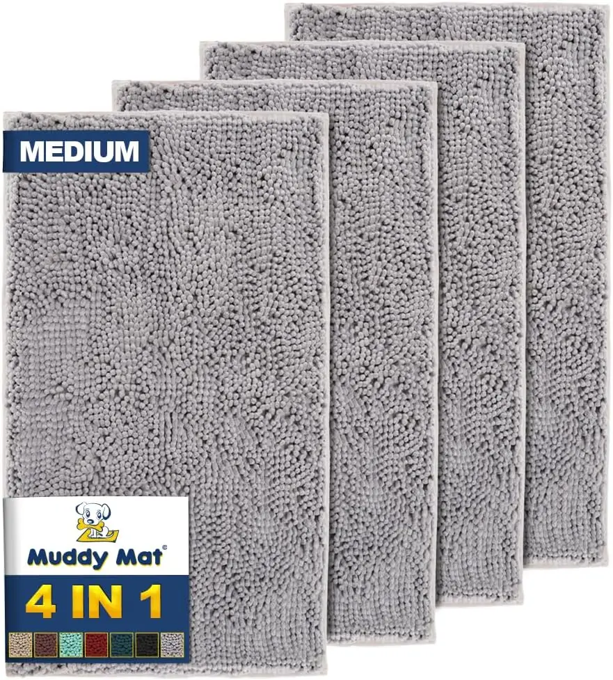 

4-Piece Highly Absorbent Microfiber Door Mat, Non-Slip Washable Chenille for Kitchen Bathroom Indoor Outdoor