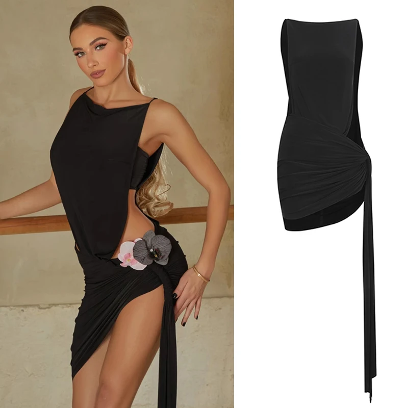 

Summer Women'S Latin Dance Performance Dress Irregular Cutout Latin Dance Dress Adults Chacha Dance Costumes Stage Wear SL13023
