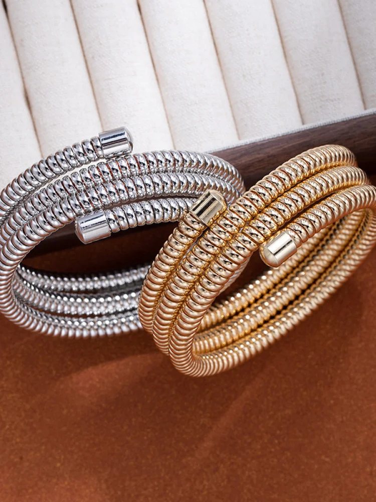 

Heavy Du Metal Spring Triple Layer Bracelet ex Personali Faion Jewelry Wrisand Women's Sle Sweet Rhythm