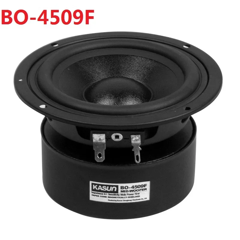 

2 Pieces Kasun BO-4509F 4'' HiFi DIY Home Audio Speaker Unit Black Pressed Cloth Cone Magnetism Shielded Power 8ohm 70W D116mm