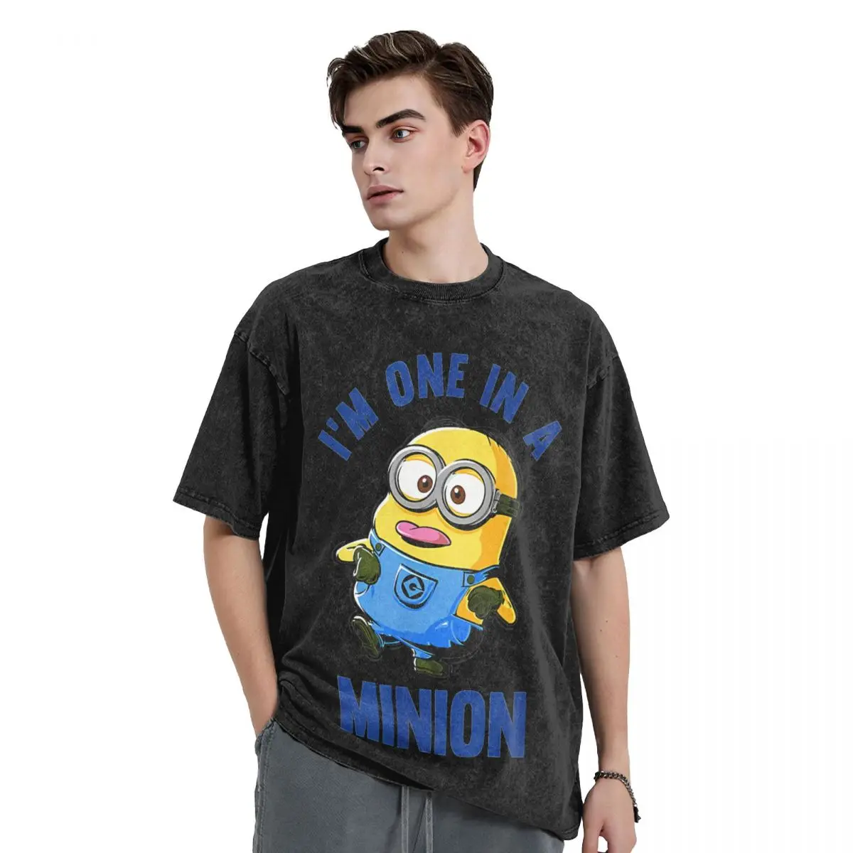 Minion T Shirt for Men Cotton Vintage T-Shirt Crewneck Despicable Me Tee Shirt Short Sleeve Clothes 4XL 5XL